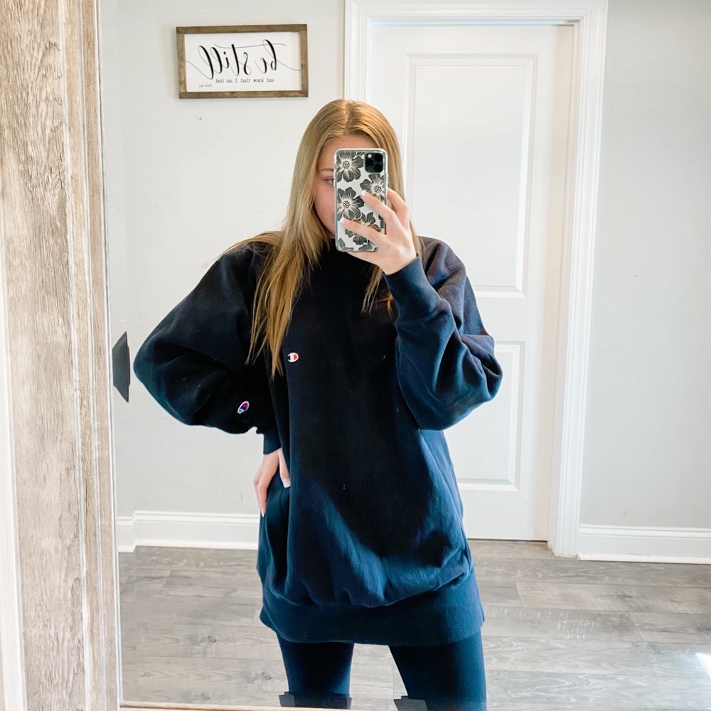 Vintage Champion Crew Neck Black Pull Over Reverse Weave Mens XXL- Unisex